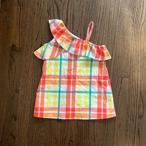 Janie and Jack Summer Plaid Dress with Ruffle Shoulder